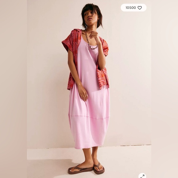 FP Beach Dresses & Skirts - Free People FP Beach Perth Barrel Tee Midi Dress Large in Festival Bloom Pink